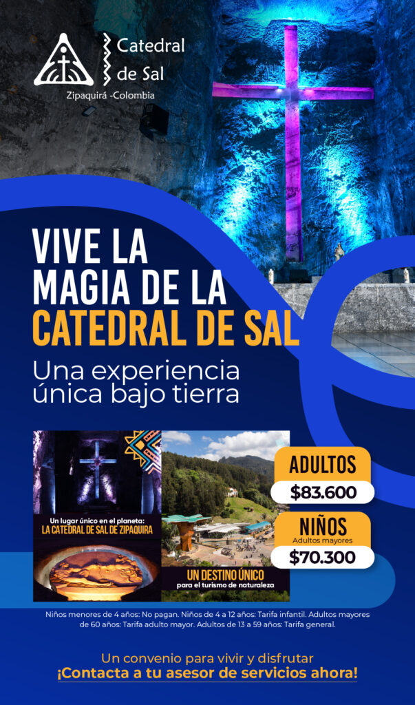 Promoción: Visita la Catedral de Sal de Zipaquirá: tarifa de $83.600 para adultos y $70.300 para niños y adultos mayores.