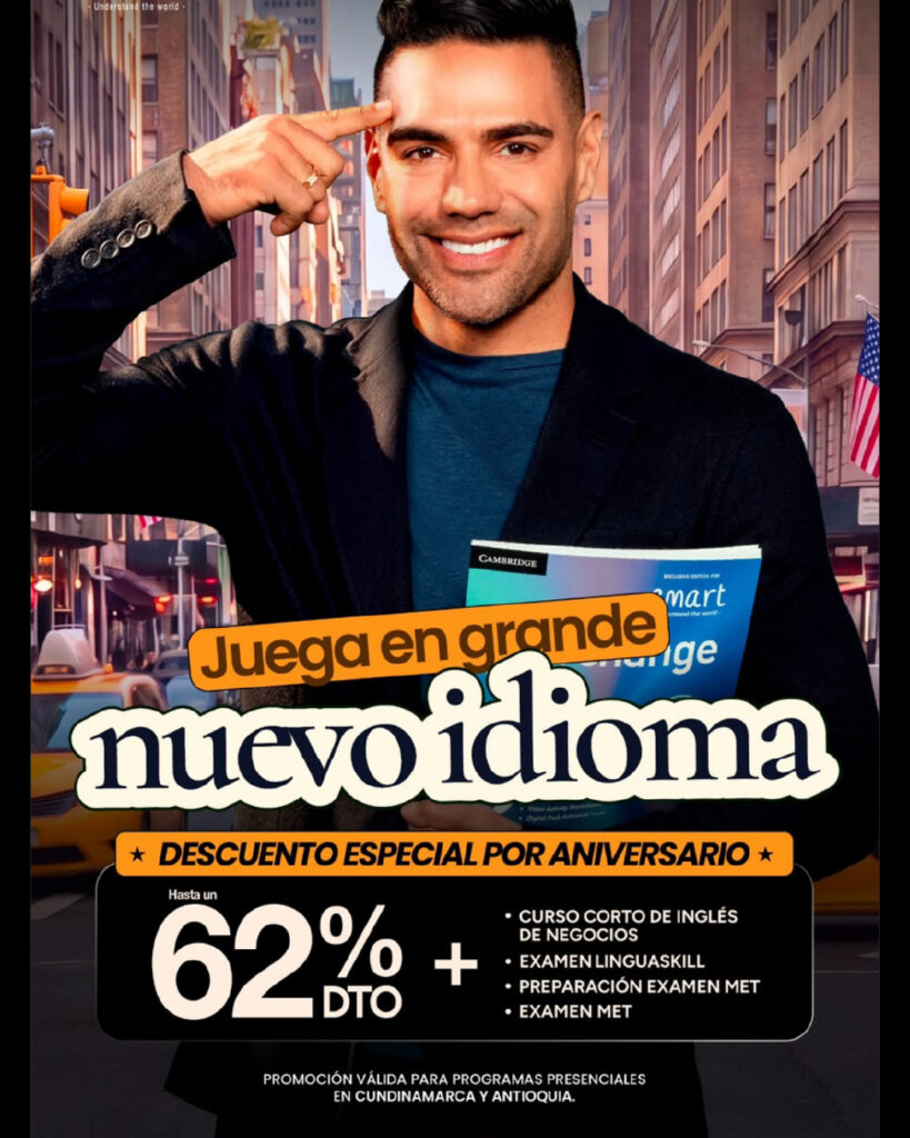 Promoción de aniversario de Academia Smart: hasta 62 % de descuento en programas presenciales de inglés en Cundinamarca y Antioquia, con beneficios adicionales.