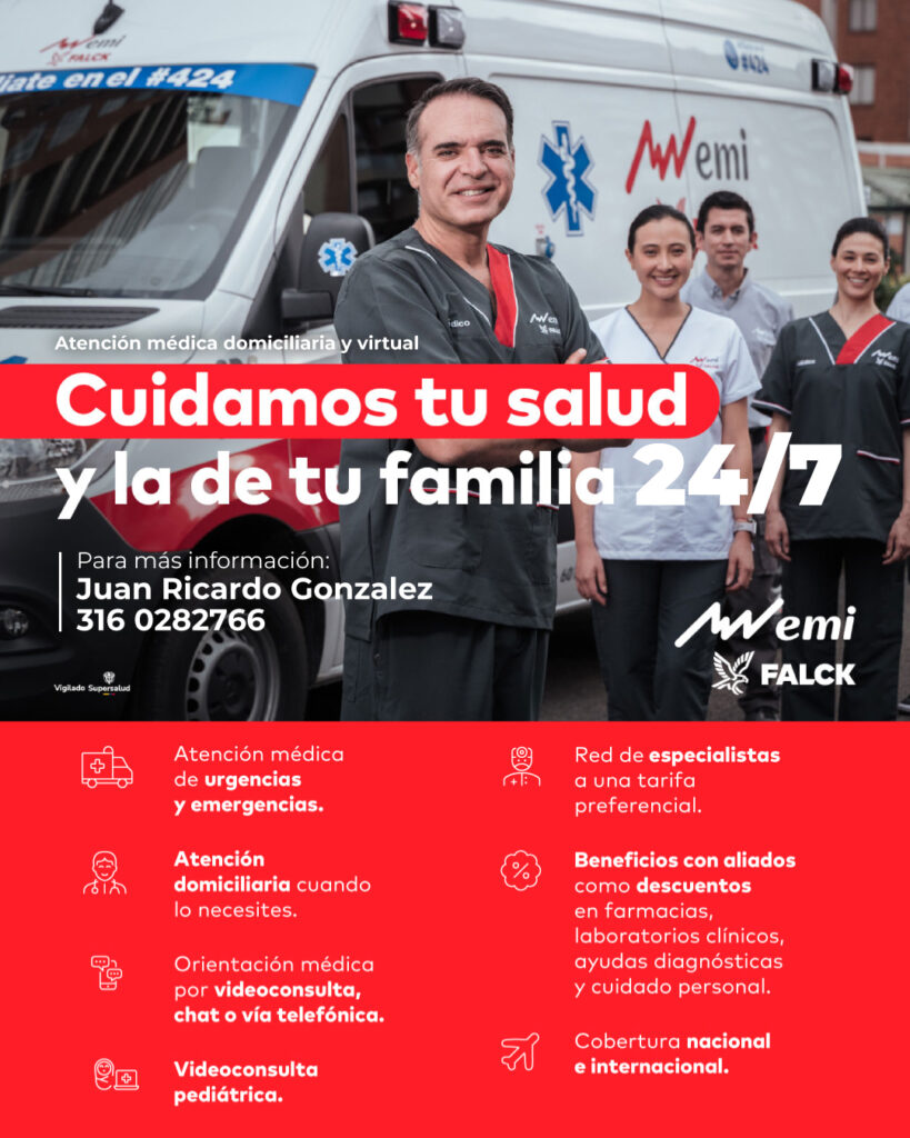 Convenio EMI Falck: atención médica domiciliaria y virtual 24/7 para ti y tu familia, con urgencias, videoconsultas, especialistas y cobertura nacional e internacional.